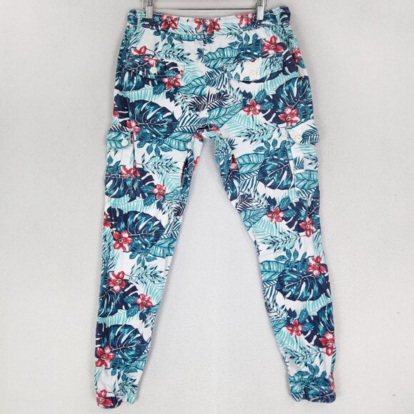 Another Hype Piece Pants Mens Large Blue Floral AHP Hawaiian Ripstop Joggers - Picture 8 of 13